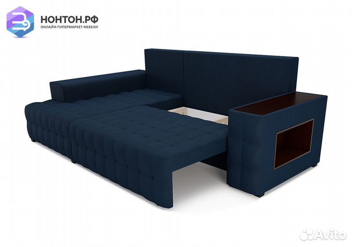 Угловой диван еврокнижка Мадрид велюр темно-синий