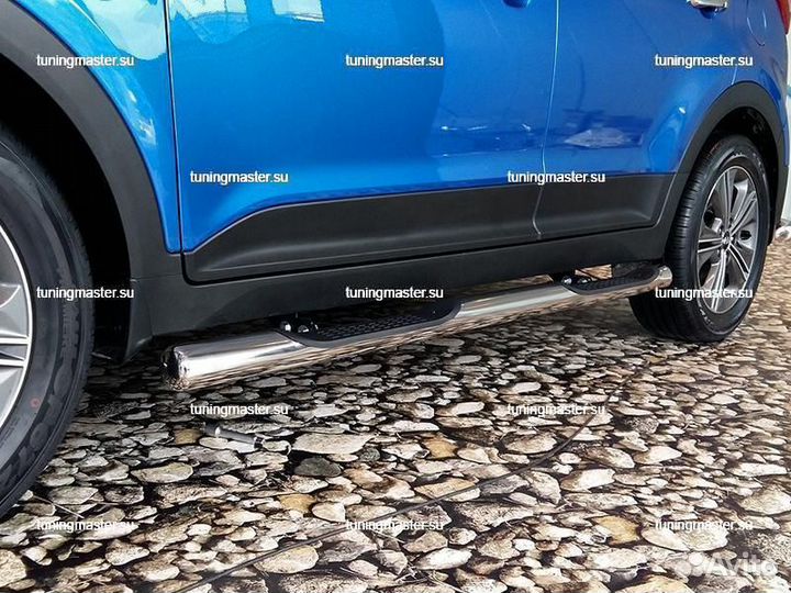 Боковые пороги Hyundai Creta труба с проступями