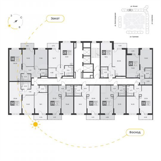 2-к. квартира, 73,7 м², 12/25 эт.