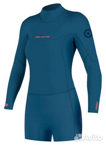 Женский короткий гидрокостюм с длинным рукавом для