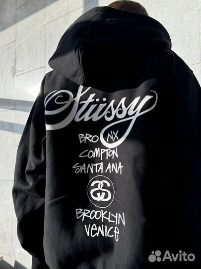 Зип худи Stussy World Tour Zip Black Оригинал