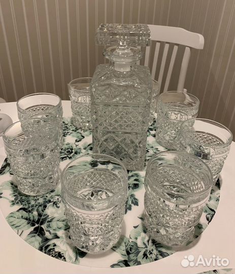 Штоф хрустальный богемия 8 бокалов для виски