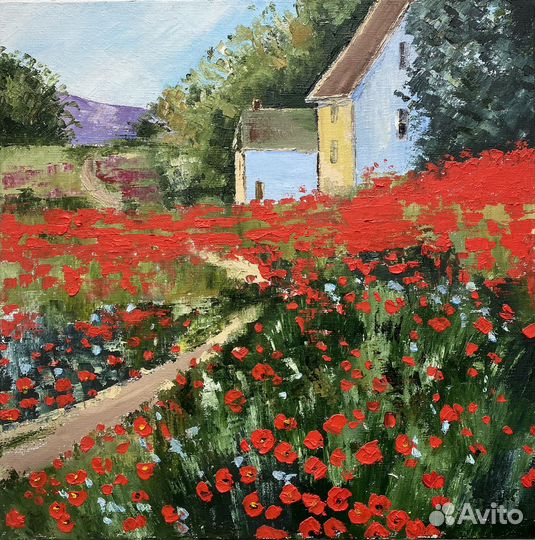 Картина маслом пейзаж дом