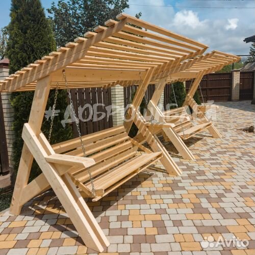 Качели садовые деревянные