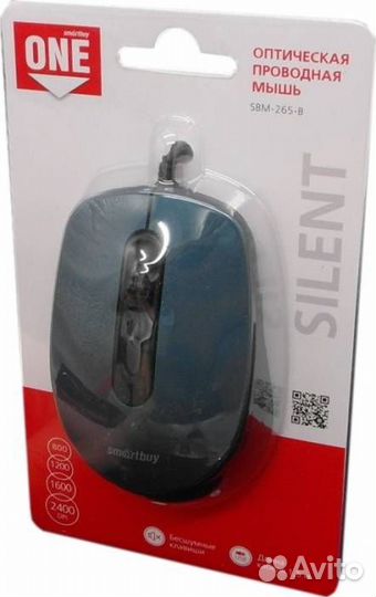 Мышь проводная беззвучная Smartbuy ONE 265-B (SBM