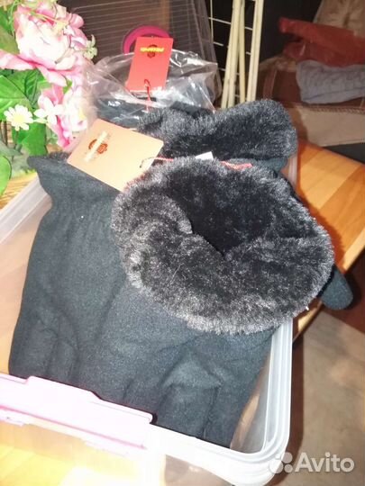 Варежки теплые женские. Перчатки мужские с мехом