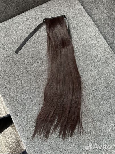 Хвост шиньон для волос каштаново-коричневый