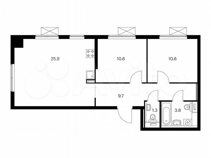 2-к. квартира, 61,9 м², 31/33 эт.