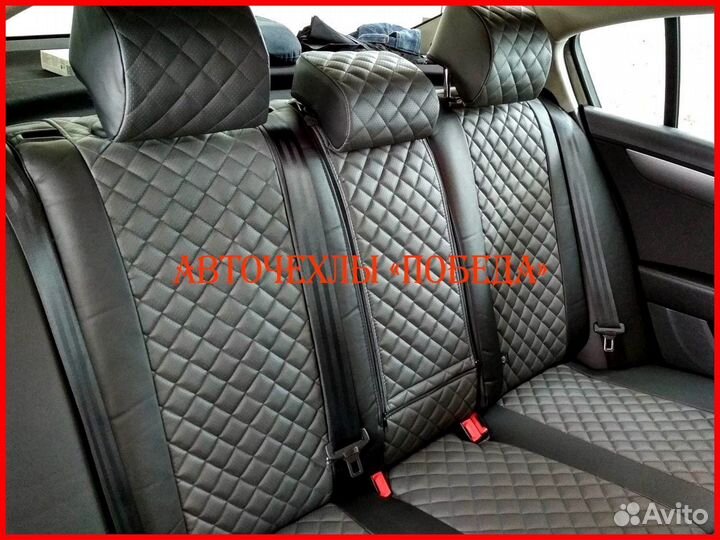 Чехлы Volkswagen Passat B7 из экокожи чёрно-серые