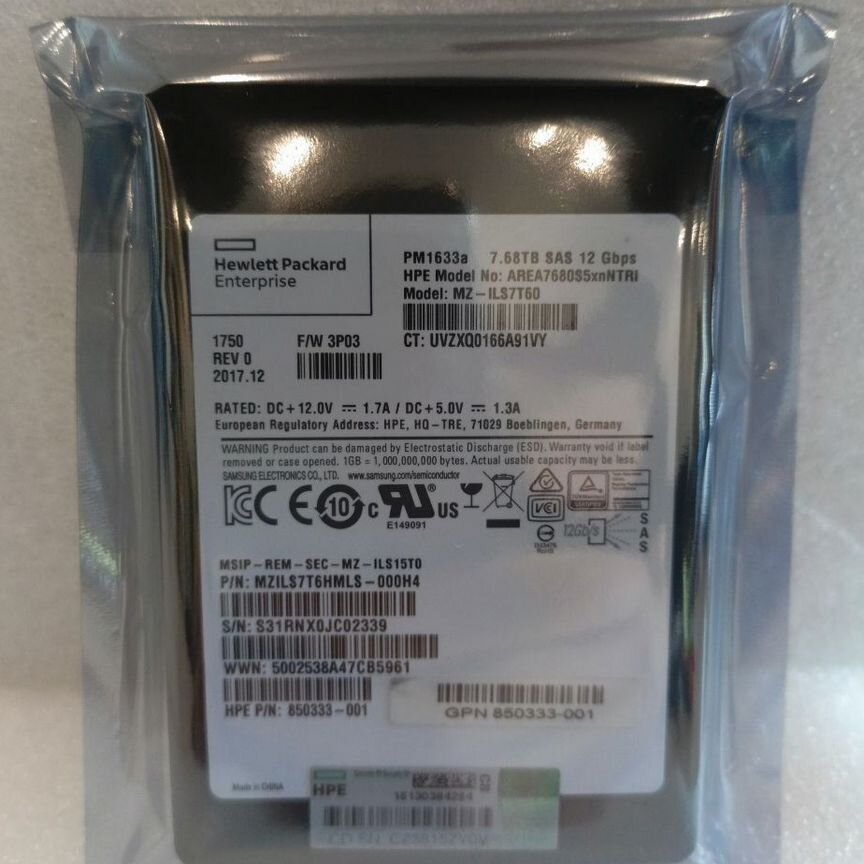[PM1633A] Samsung 7.68tb Hpe Pm1633a