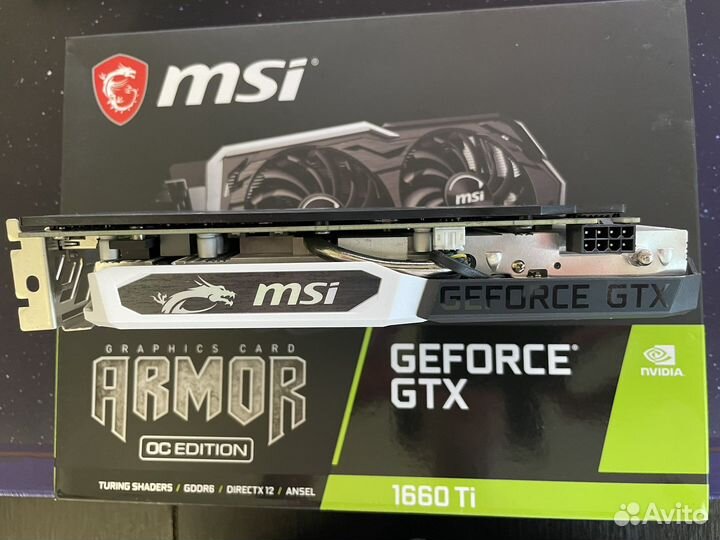 Видеокарта MSI 1660 Ti Armor OC Edition