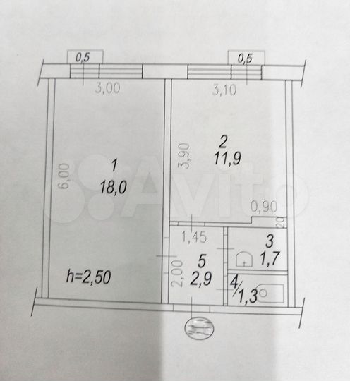 1-к. квартира, 35,8 м², 5/5 эт.