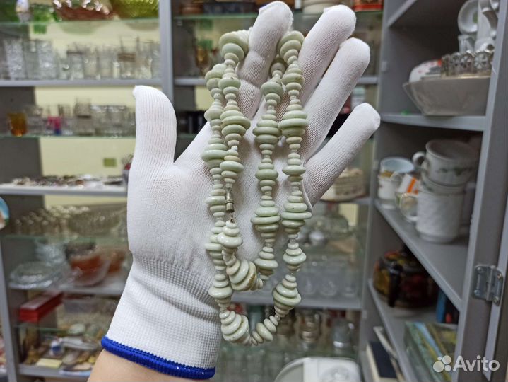 Советские Бусы Ожерелье Редкие Белые Фарфор СССР