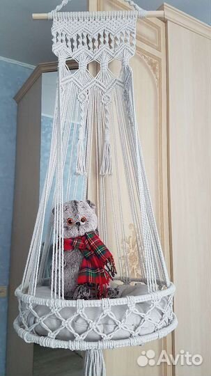 Лежанка гамак для кошек макраме