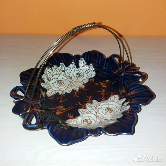 Ваза конфетница кобальт роспись золото, Красота