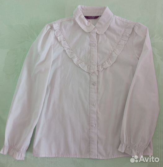 Рубашка белая для девочки, рост 128