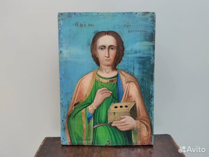 Икона Святой Целитель Пантелеймон 19 век