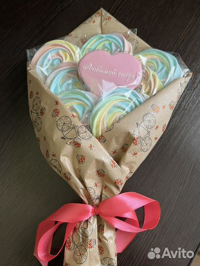 Букет из пряников и безе.Зефир