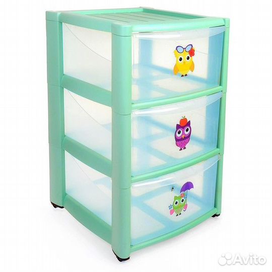 Комод детский на колёсах, 3 ящика, микс