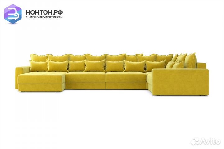 Диван п-образный тик-так Омега горчичный