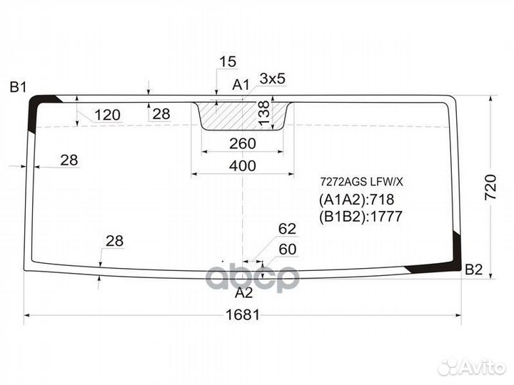 Стекло лобовое Nissan Cabstar 06-14 / Renault