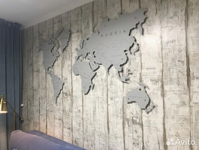 Карта мира металлическая