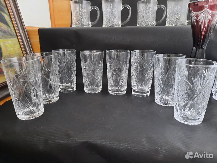 Стаканы Рюмки Графин Штоф СССР хрусталь и стекло