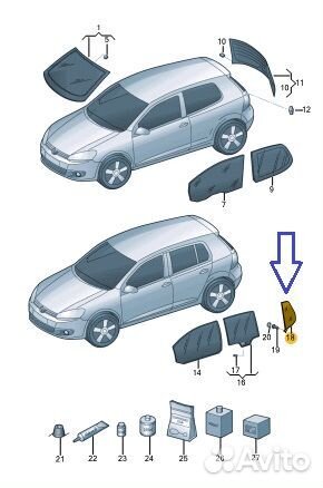 Стекло боковое заднее правое Volkswagen Golf 7