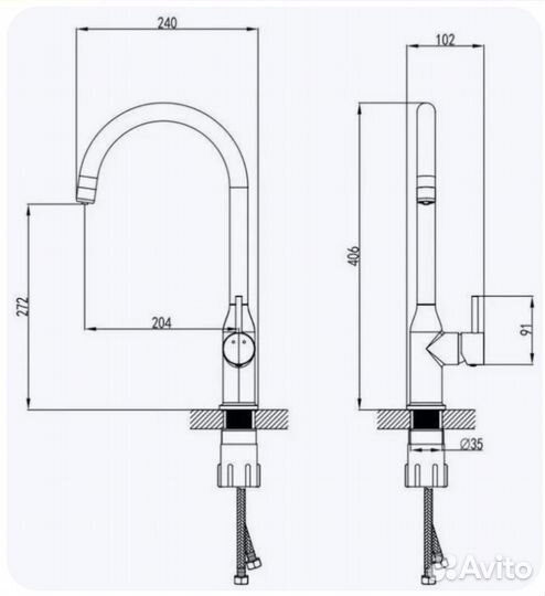 Смеситель для кухни с фильтром Smartsant, новый