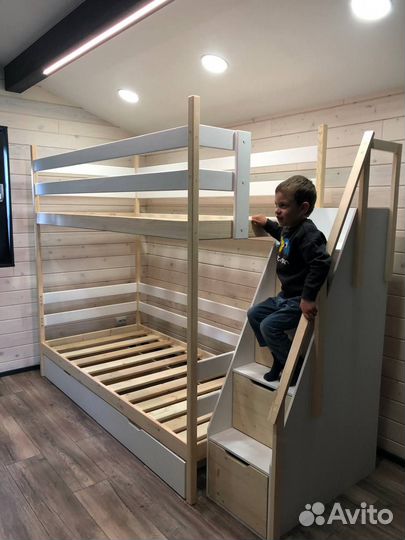 Двухъярусная кровать комбинированная 190х80