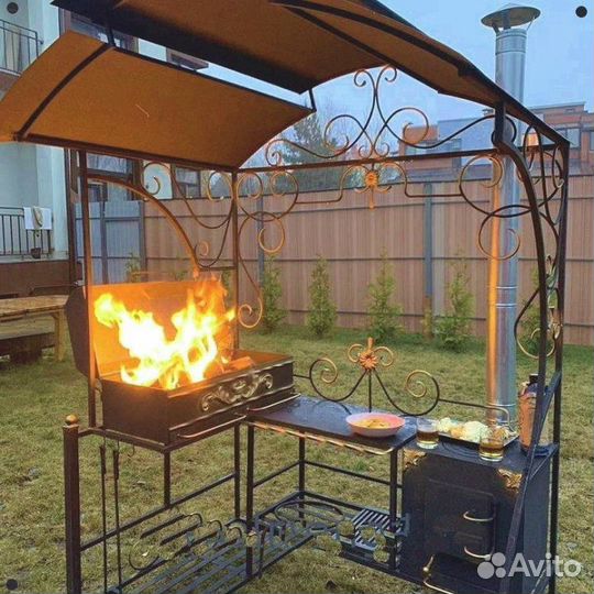 Кованый мангал с печкой