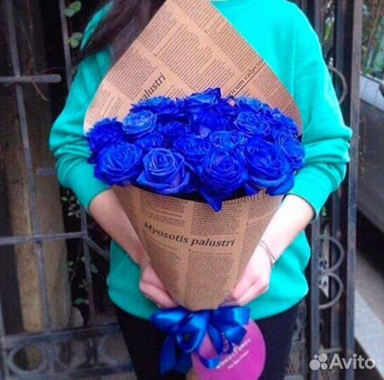 Доставка синие розы букет