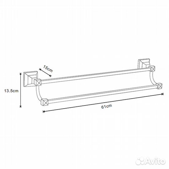 Полотенцедержатель трубчатый azario altre двойной