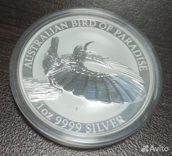 Серебряная монета Австр Щитоносная райская птица