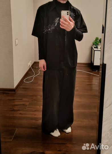 Черные широкие джинсы