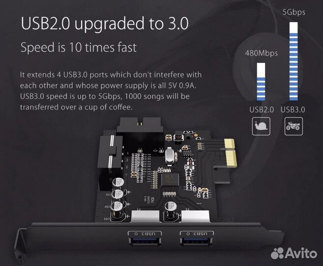 Плата расширения Orico PCI-E на 2,5,7 USB3.0