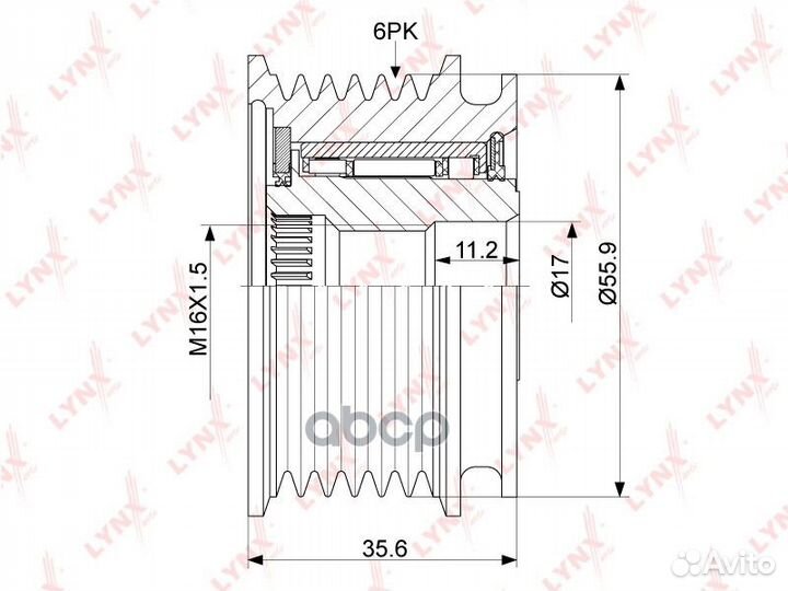 Муфта обгонная шкива генератора audi A4 1.8T/2