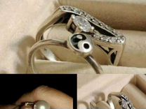 Кольцо дорожка серебро сапфир аметист жемчуг