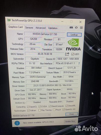 Видеокарта gt 730 2gb