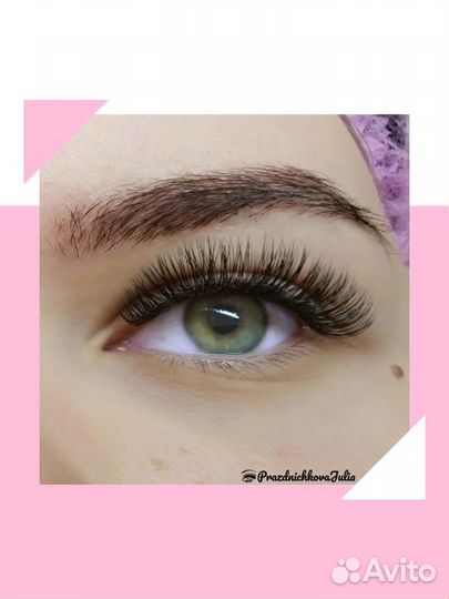 Наращивание ресниц Самара классика, 2д, снятие