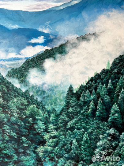 Картина горы. Рассвет в горах, картина маслом