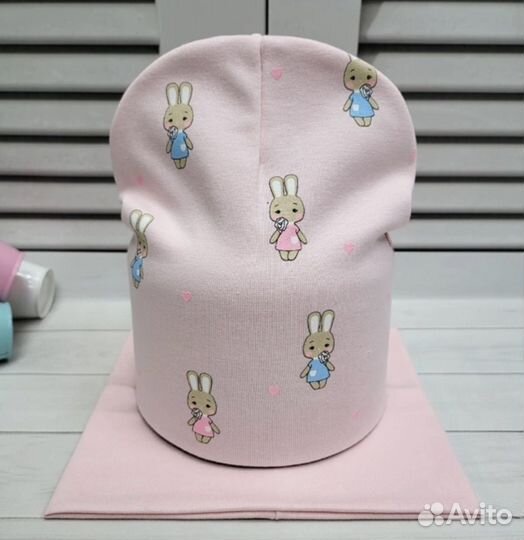 Шапка + снуд для девочек, на весну, 46-52