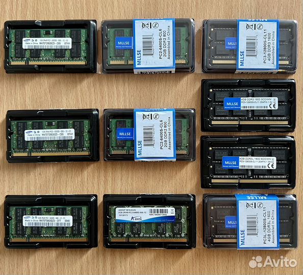 Оперативная память ddr2 2GB, ddr3/ddr3l 4GB, ddr4