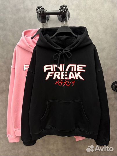 Худи оверсайз Vetements Anime Freak розовое черное