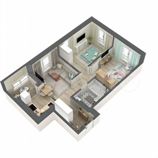 2-к. квартира, 49,3 м², 1/18 эт.