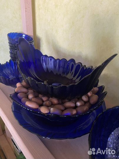 Вазы синее стекло