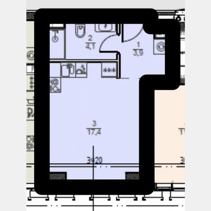 Квартира-студия, 25,4 м², 16/52 эт.