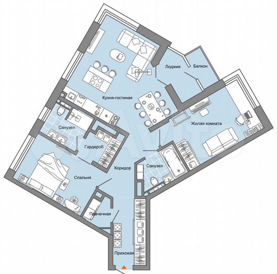 2-к. квартира, 84 м², 5/8 эт.