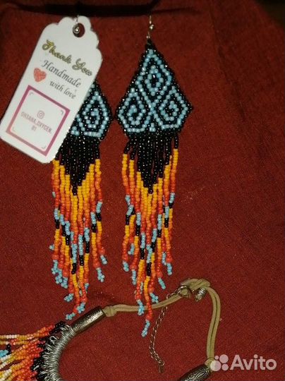 Серьги из бисера ручная работа