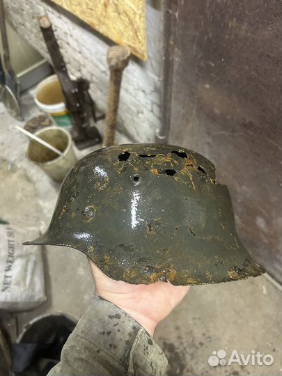 Каска немецкая М-42 подписная